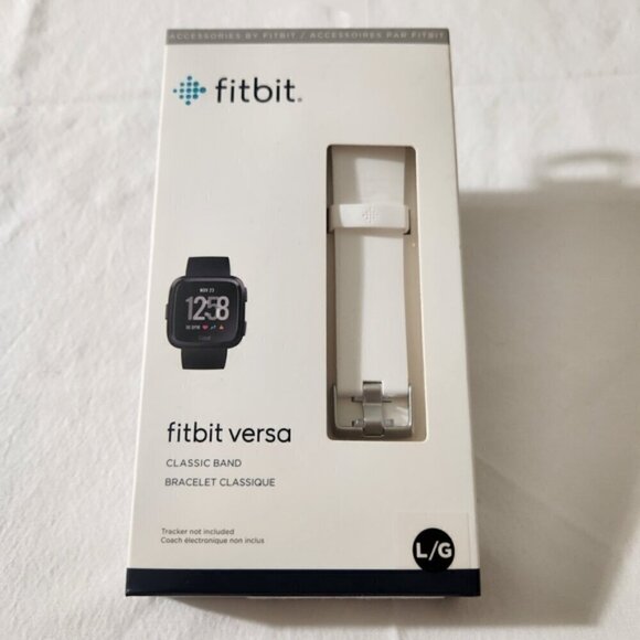 fitbit Other - Fitbit Versa Smart Watch Classic Band Bracelet Classique White Size Large NWT
